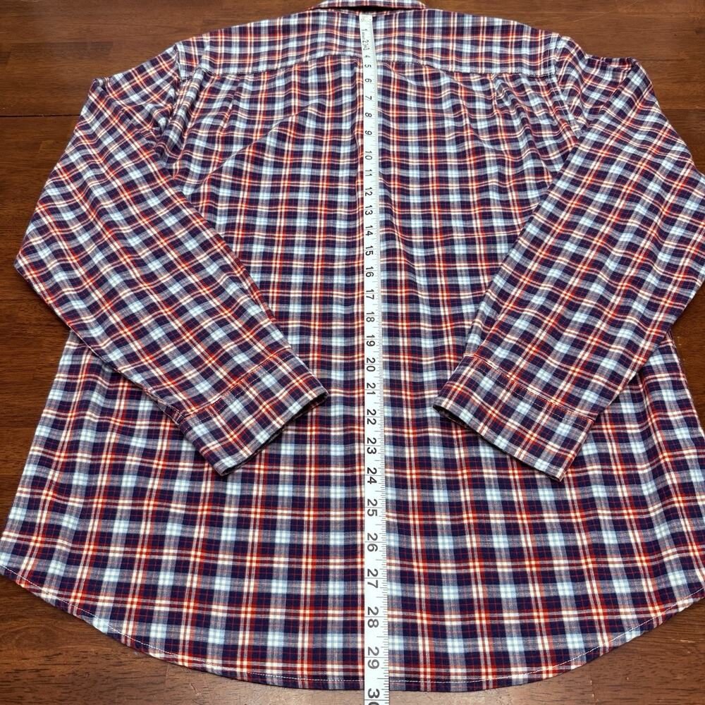 LL Bean Plaid Long Sleeve Button Up Shirt Men's Medium Slightly Fitted Red Blue - Picture 9 of 9